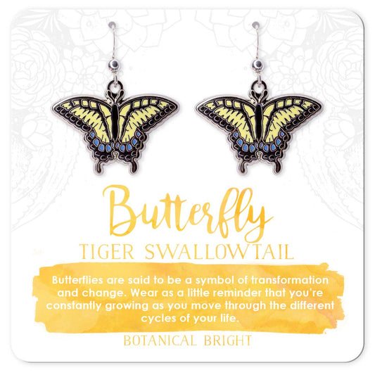 Swallowtail Butterfly Dangle Earrings - Silver-Plated