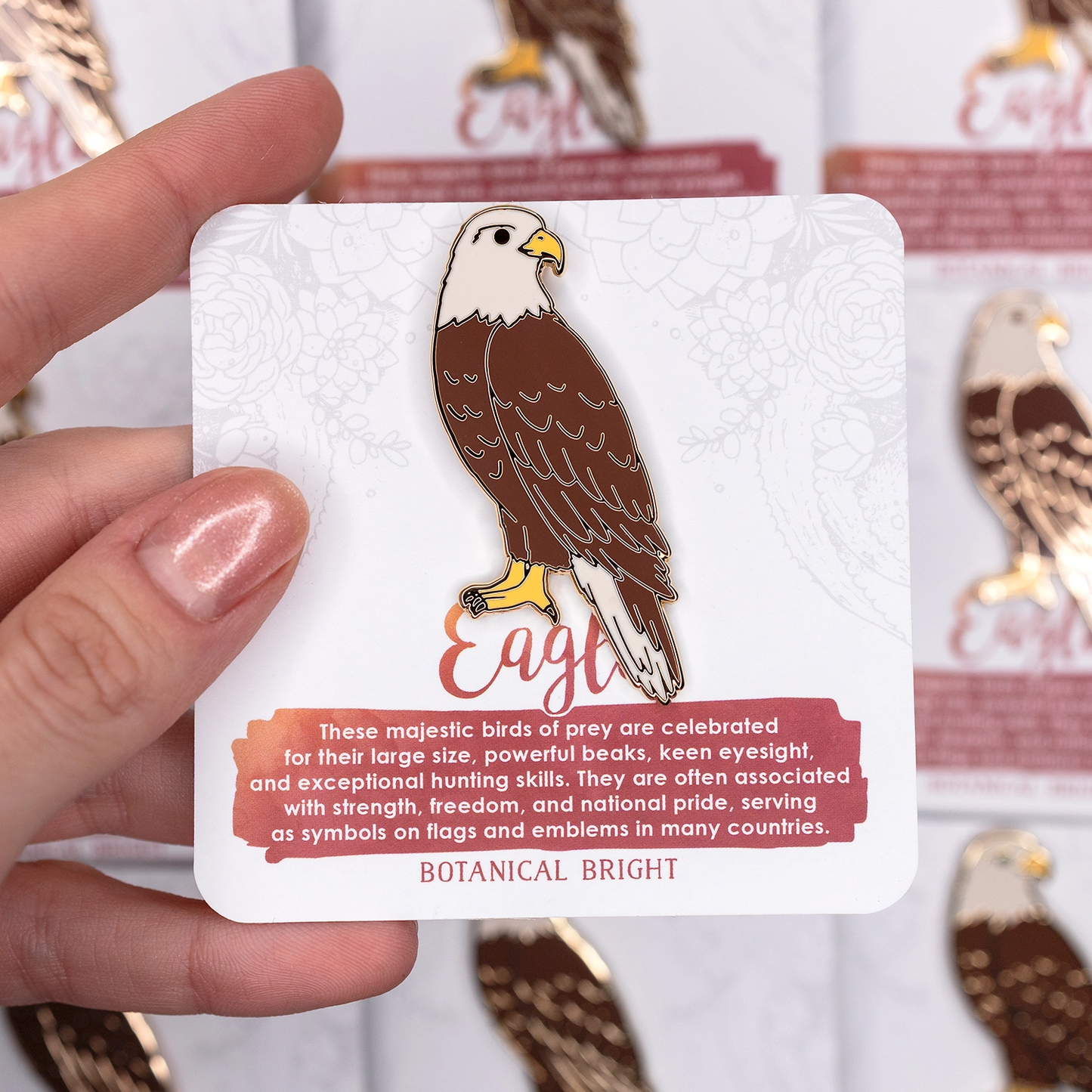 Eagle Bird Enamel Pin - Gold Plated Nature Jewelry - American Wildlife Brooch