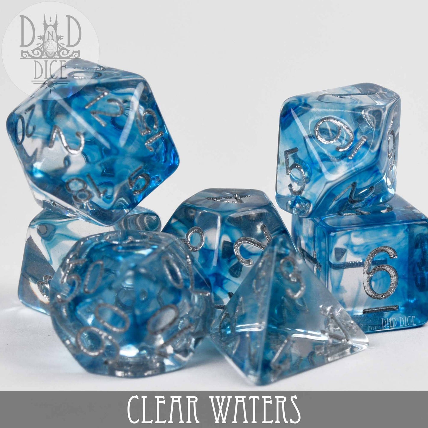 Dice Set - Clear Waters - 7 Resin Dice