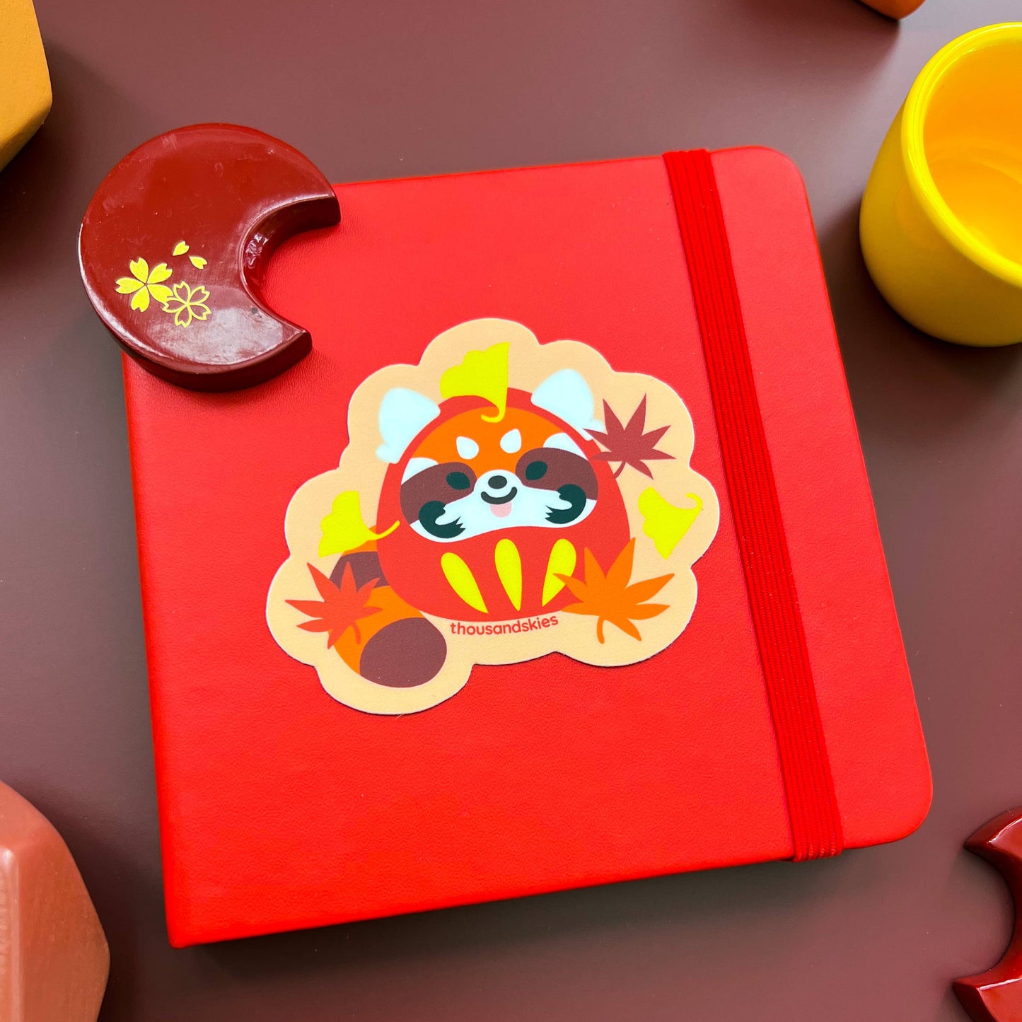 Red Panda Daruma Sticker - Japantown - Waterproof Vinyl