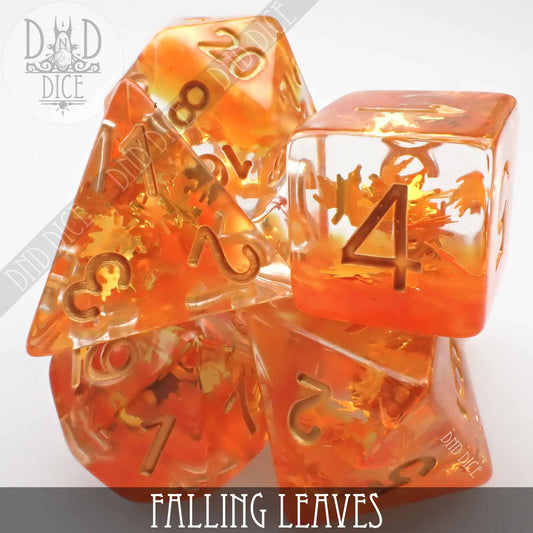 Dice Set - Falling Leaves - 7 Resin Dice