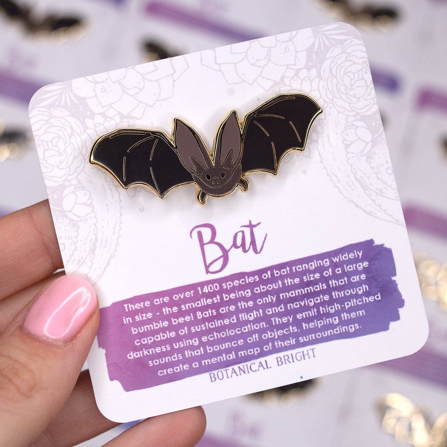 Bat Animal Enamel Pin - Gold Plated Nature & Halloween Jewelry