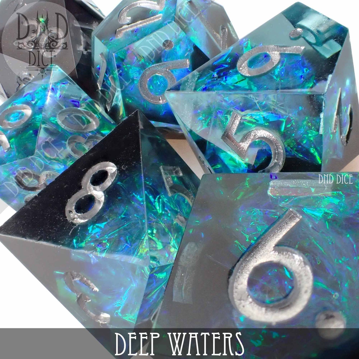 Dice Set - Deep Waters - Handmade - 7 Resin Dice