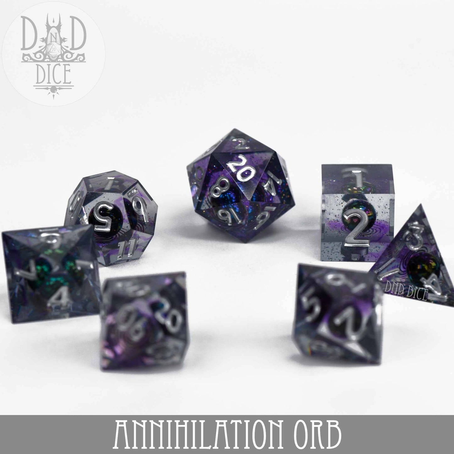 Dice Set - Annihilation Orb - Handmade - 7 Resin Dice