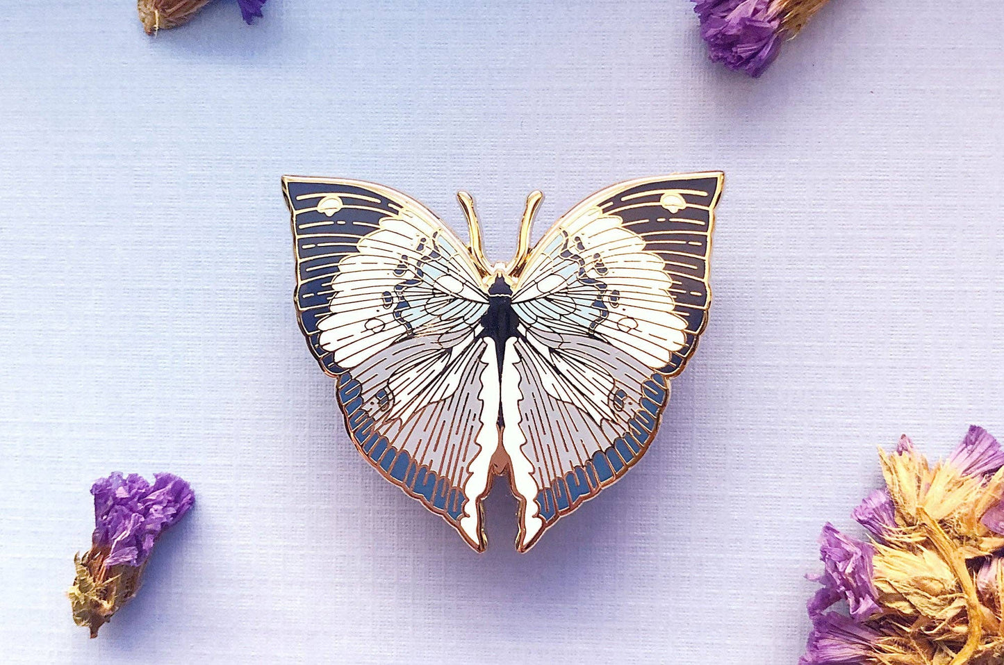 Blue Oakleaf Butterfly Enamel Pin