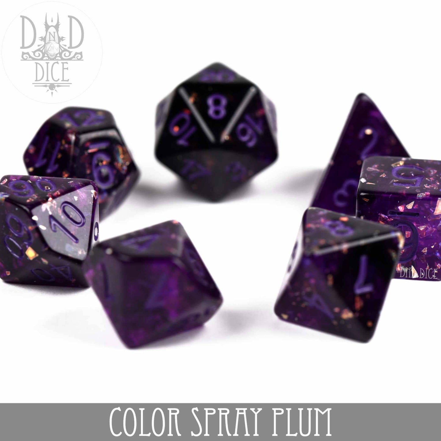 Dice Set - Color Spray Plum - 7 Resin Dice