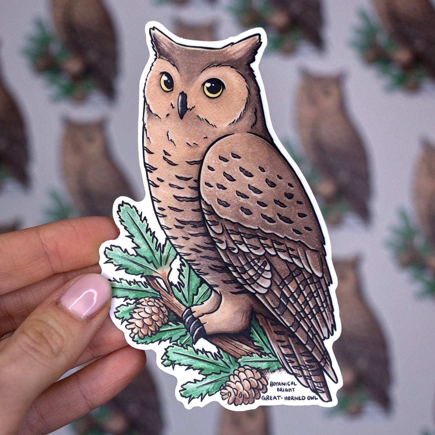 Great Horned Owl Sticker - Waterproof Vinyl