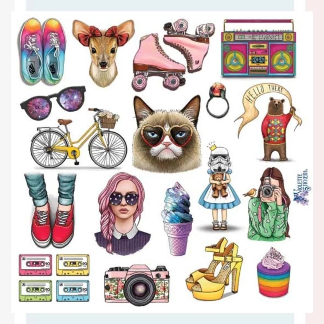 1980s Nostagia Stickers - Retro & Vintage Grumpy Cat Sticker Sheets