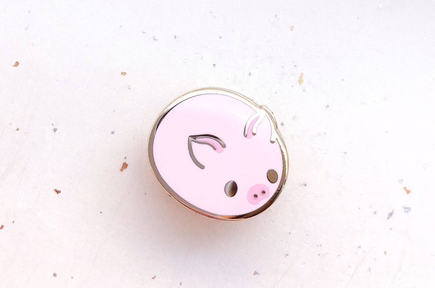 Pig Bun Enamel Pin - Gold Plated Base