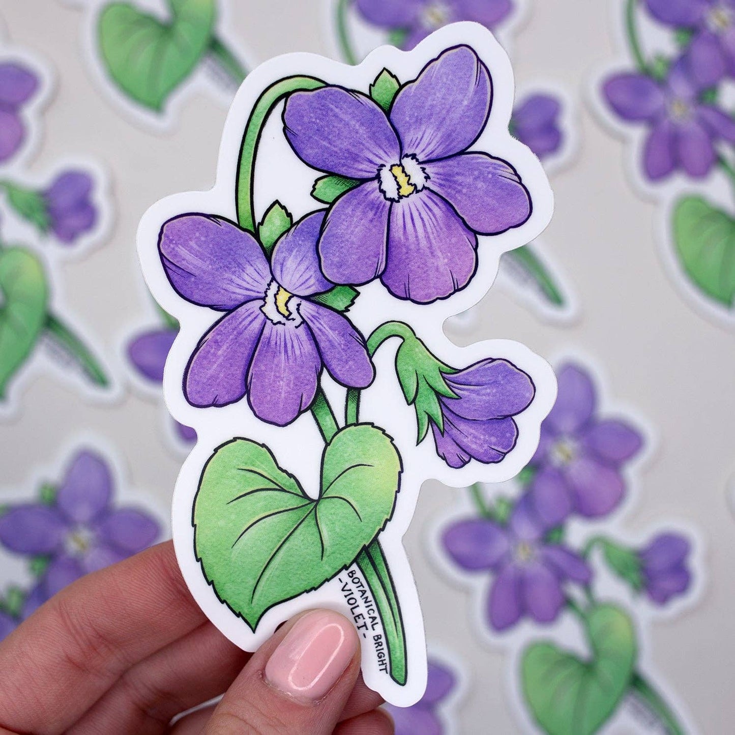 Violet Sticker - February Birth Flower - Waterproof Vinyl