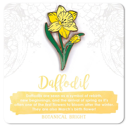 Daffodil Enamel Pin - Gold Plated Floral Nature Jewelry - Spring Flower Brooch