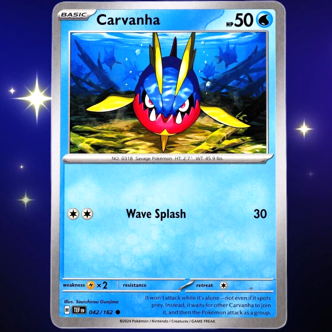 Carvanha - Common - Pokemon TCG Scarlet & Violet Temporal Forces #042/162