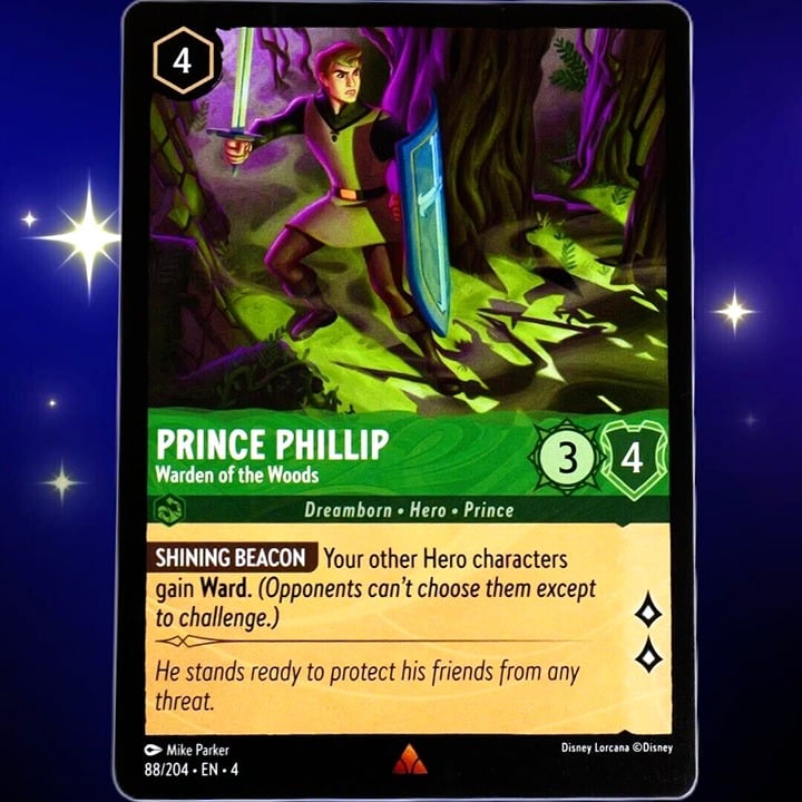 Prince Phillip Warden of the Woods - Rare - Lorcana TCG Ursula's Return #88/204