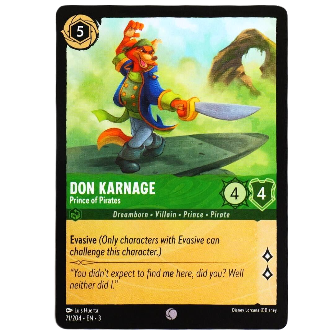 4x Don Karnage Prince of Pirates - Disney Lorcana TCG Into the Inklands #71/204