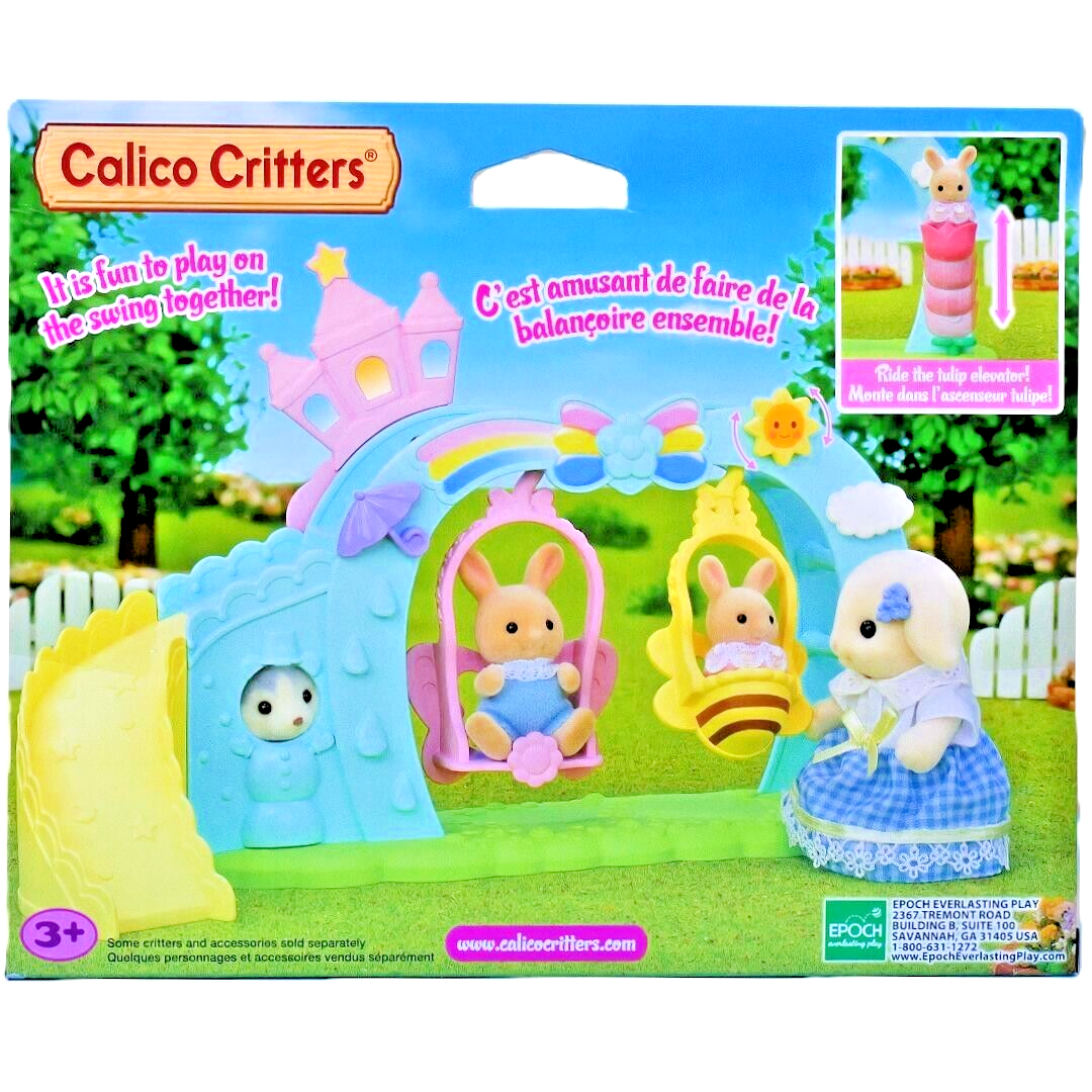 Calico Critters Nursery Swing Set with Milk Rabbit Baby