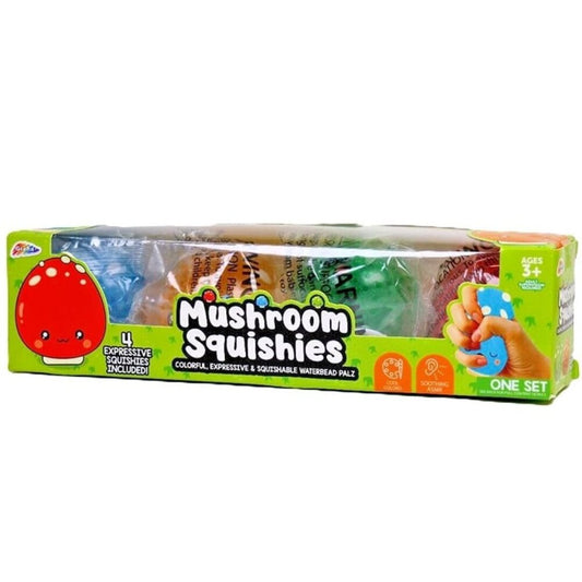 Mushroom Squishies Stress & Sensory Balls - Colorful Waterbead Palz - 4 Pack