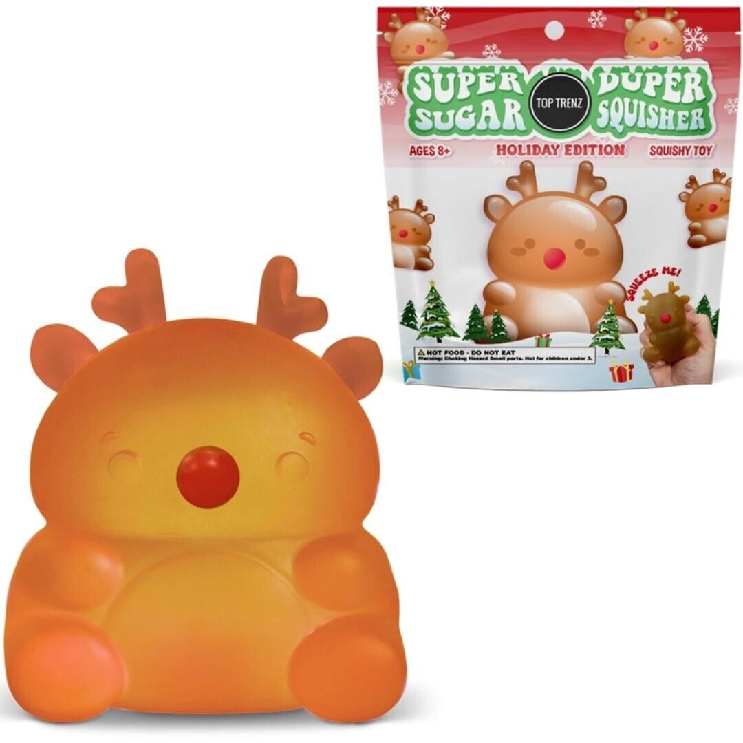 Super Duper Sugar Reindeer Squisher - Christmas - Stocking Stuffer - Squishy Toy