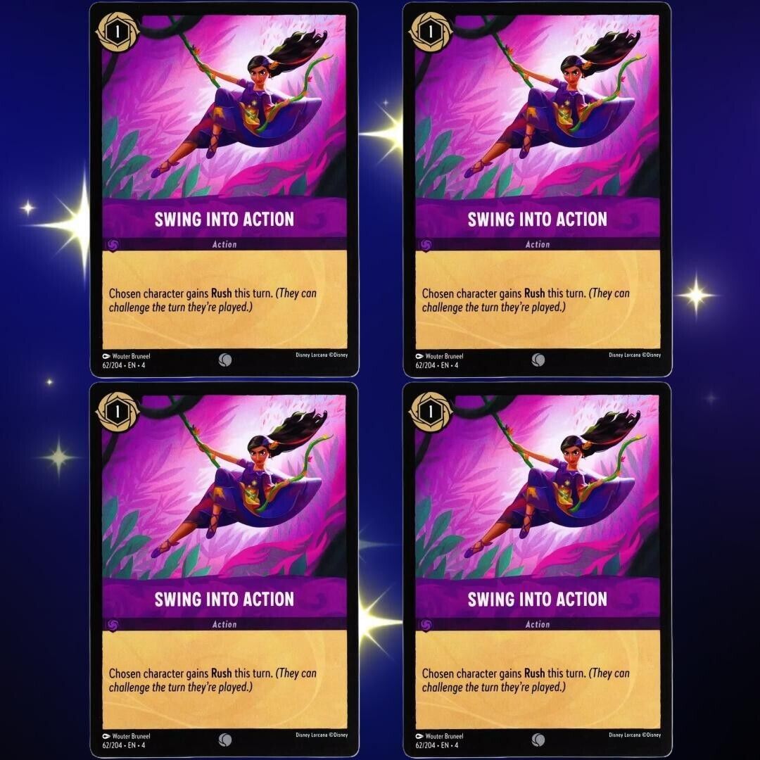 4x Swing into Action - Common - Disney Lorcana TCG Ursula's Return #62/204