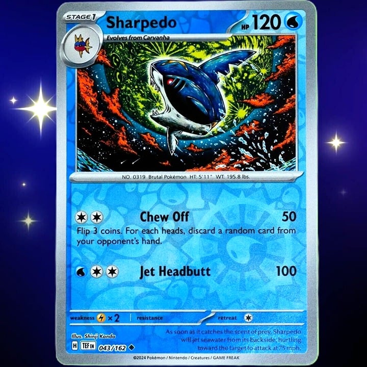 Sharpedo - Reverse Holo - Pokemon TCG Scarlet & Violet Temporal Forces #043/162