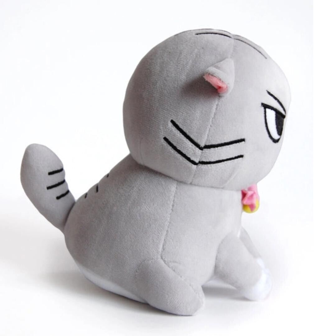 Angry Cat Plush - Grey Tabby - with Strawberry Hat that Fits Real Cats!