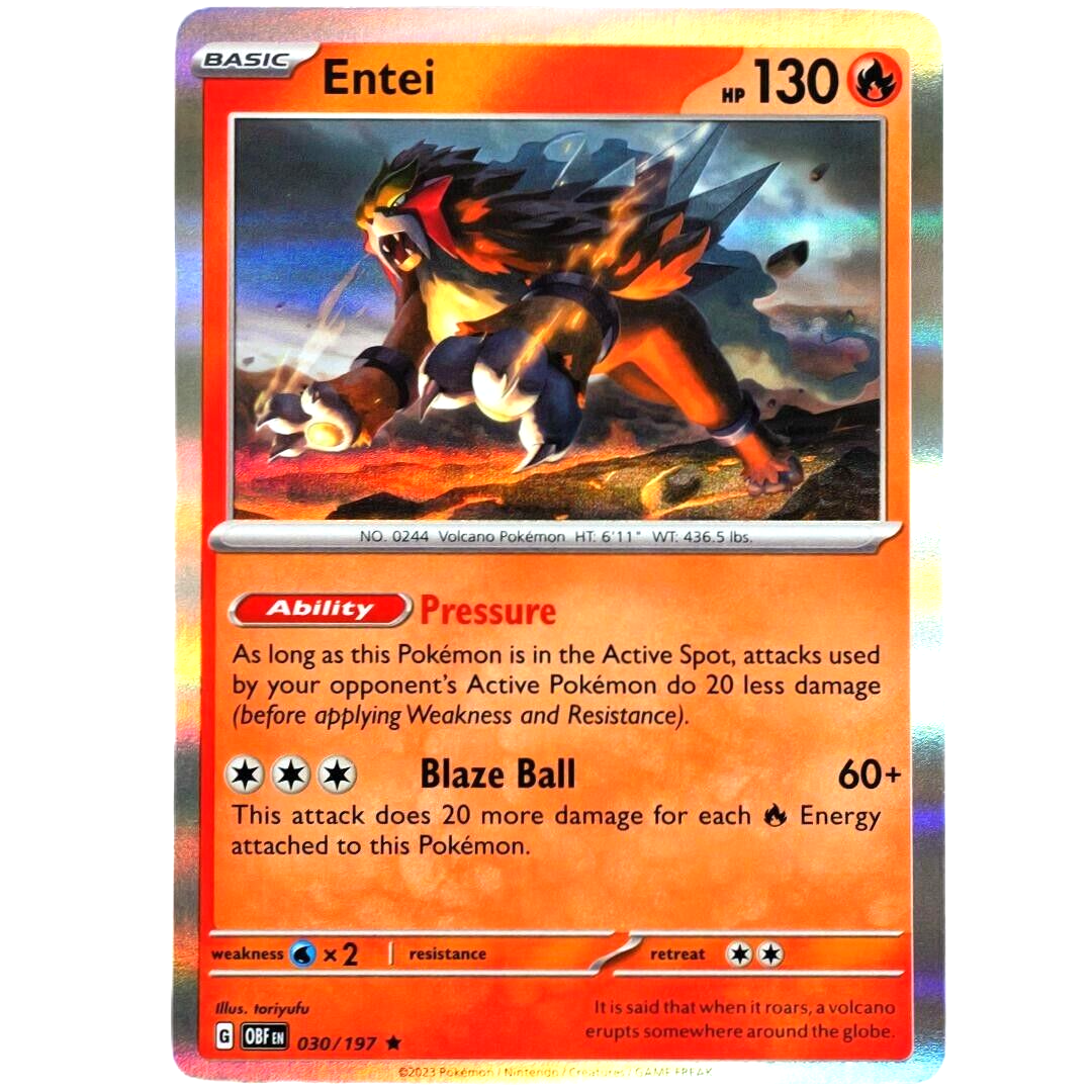 Entei - Rare Holo - Pokemon TCG Scarlet & Violet Obsidian Flames #030/197