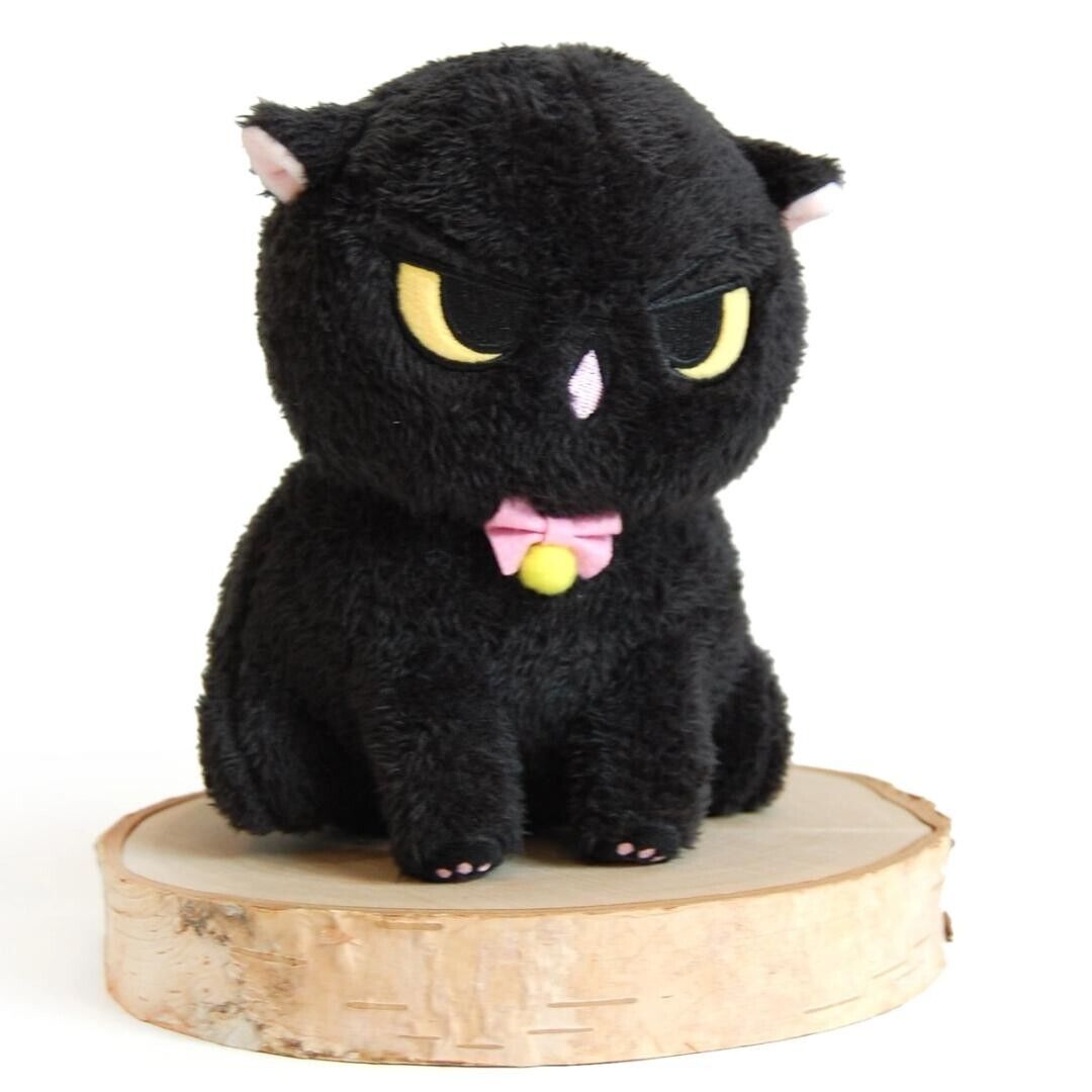 Angry Cat Plush - Fuzzy Black Void - with Red Panda Hat that Fits Real Cats!