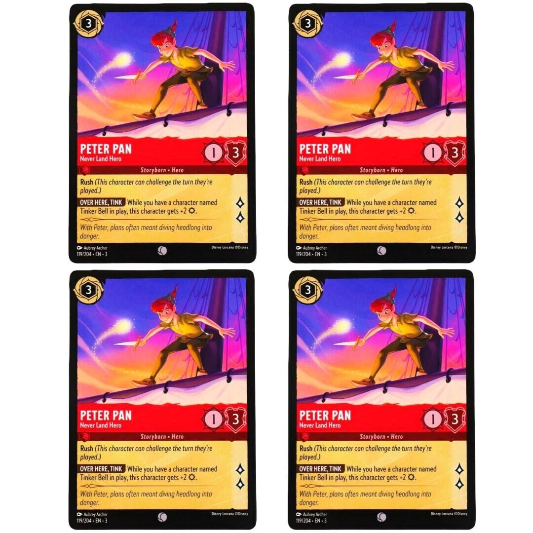 4x Peter Pan Never Land Hero - Disney Lorcana TCG Into the Inklands #119/204
