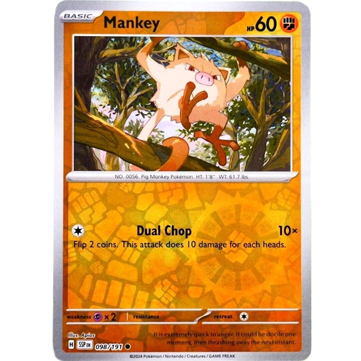 Mankey - Reverse Holo - Pokemon TCG Surging Sparks #098/191