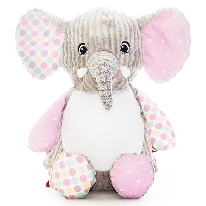 Sensory Elephant Stuffed Animal - Bubblegum Patterned Plush