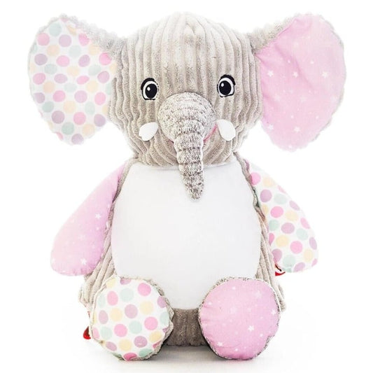 Sensory Elephant Stuffed Animal - Bubblegum Patterned Plush