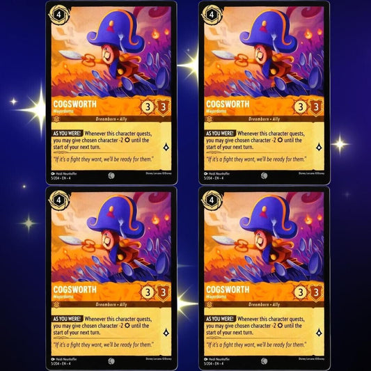 4x Cogsworth Majordomo - Common - Disney Lorcana TCG Ursula's Return #5/204