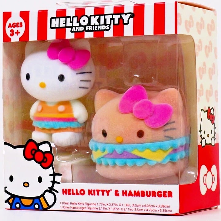 Hello Kitty and Friends - Hello Kitty and Hamburger Set - Flocked Figurines