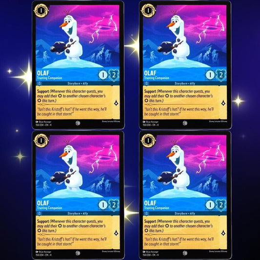 4x Olaf Trusting Companion - Disney Lorcana TCG Ursula's Return #150/204