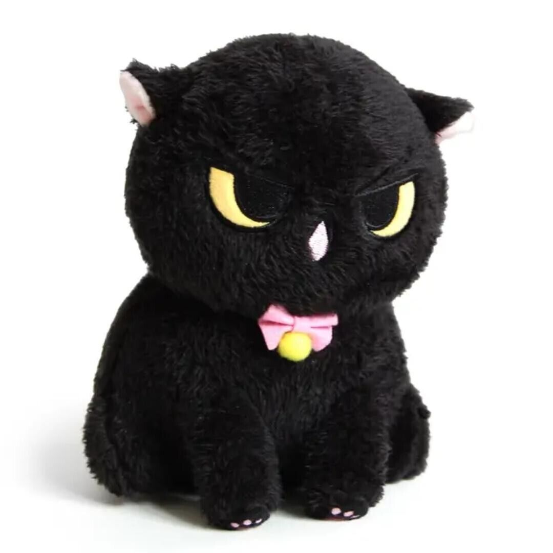 Angry Cat Plush - Fuzzy Black Void - with Red Panda Hat that Fits Real Cats!