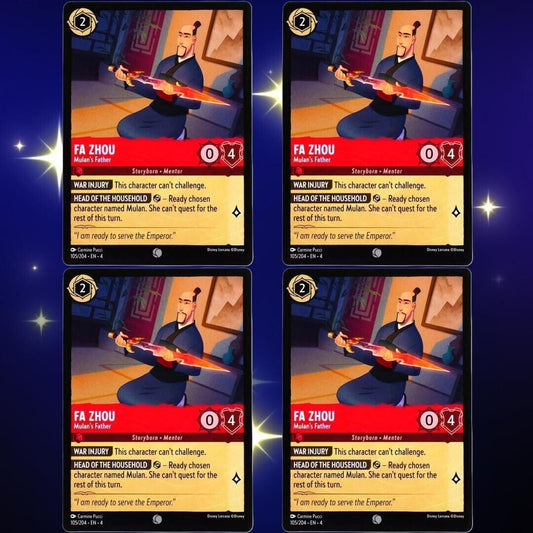 4x Fa Zhou Mulan's Father - Common - Disney Lorcana TCG Ursula's Return #105/204