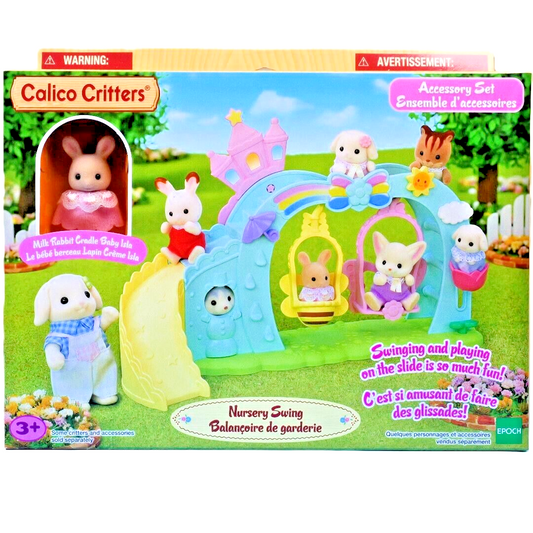 Calico Critters Nursery Swing Set with Milk Rabbit Baby