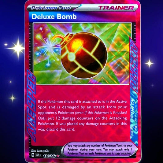 deluxe bomb pokemon card value 134/142 Trainer High-Tech Holo - Myboost X Scarlet and Purple 7 Deluxe Bomb 134/142 Sv07: Stellar
