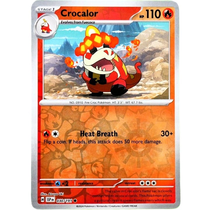 Crocalor - Reverse Holo - Pokemon TCG Surging Sparks #030/191