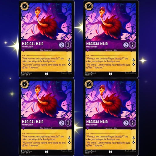 4x Magical Maid Feather Duster - Disney Lorcana TCG Ursula's Return #50/204