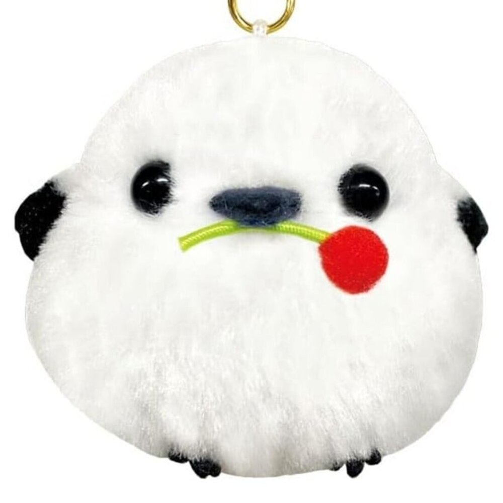Fukufuku Shimaenaga Mascot Plush Keychain - Shima-chan with a Red Fruit