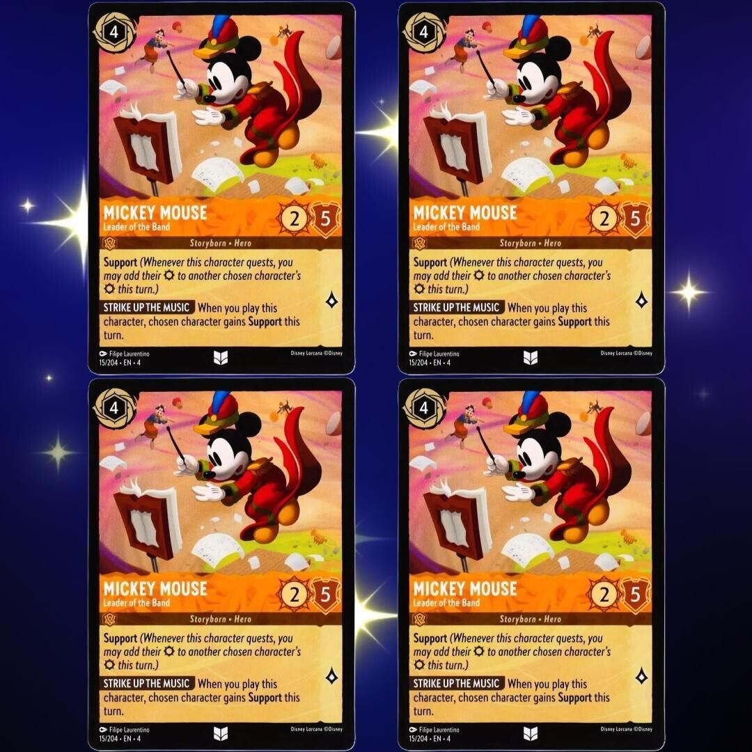 4x Mickey Mouse Leader of the Band - Disney Lorcana TCG Ursula's Return #15/204