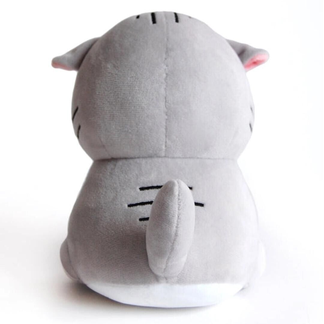 Angry Cat Plush - Grey Tabby - with Strawberry Hat that Fits Real Cats!