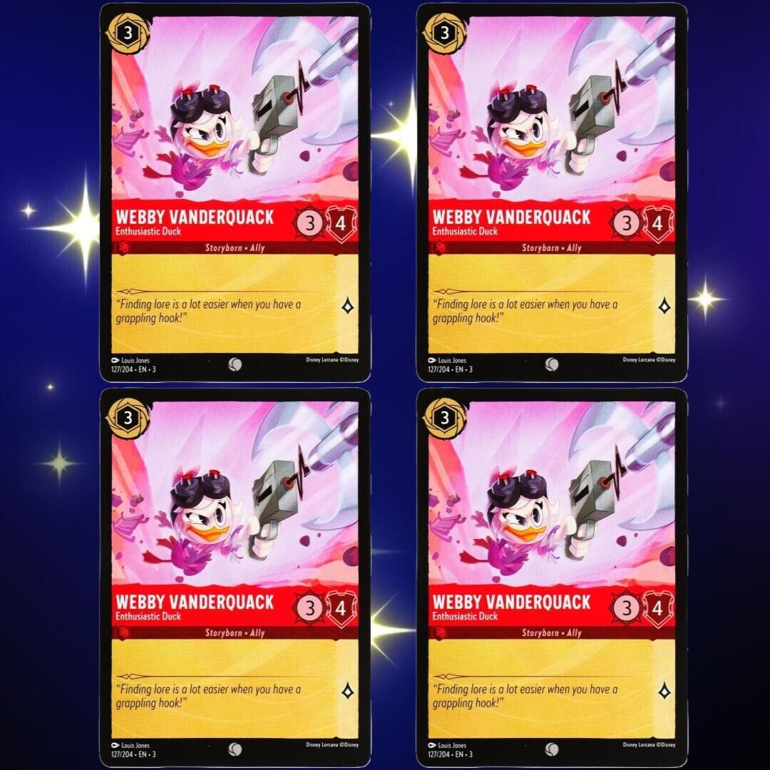 4x Webby Vanderquack Enthusiastic Duck - Disney Lorcana TCG Into the Inklands #127/204