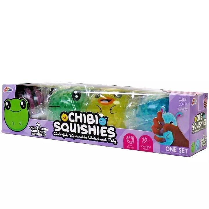 Chibi Squishies Stress & Sensory Balls - Colorful Waterbead Palz - 4 Pack