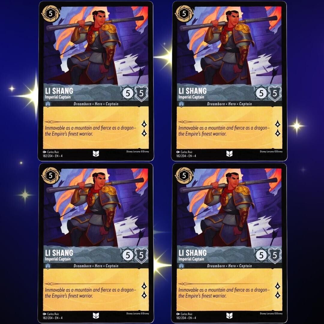 4x Li Shang Imperial Captain - Disney Lorcana TCG Ursula's Return #182/204