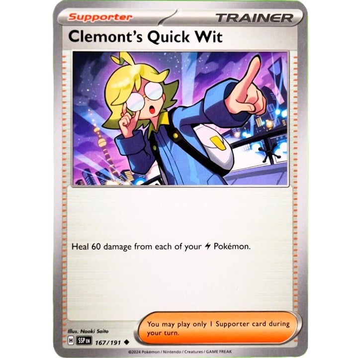 Clemont's Quick Wit - Uncommon - Pokemon TCG Surging Sparks #167/191
