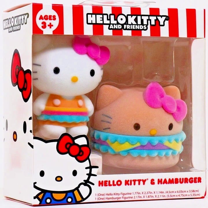 Hello Kitty and Friends - Hello Kitty and Hamburger Set - Flocked Figurines