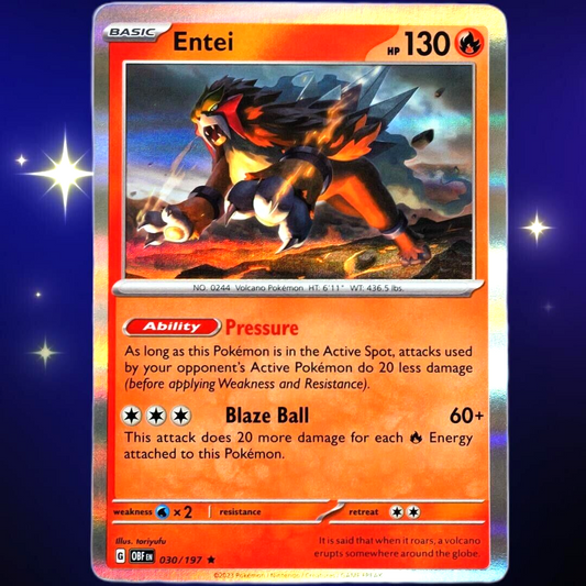 Entei - Rare Holo - Pokemon TCG Scarlet & Violet Obsidian Flames #030/197