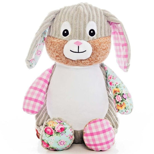 Sensory Bunny Rabbit Stuffed Animal - Pink Patterned Plush