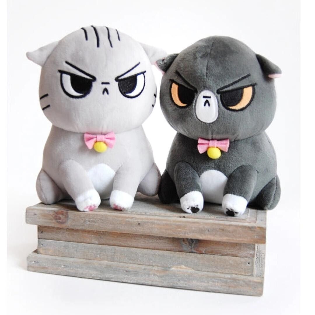 Angry Cat Plush - Grey Tabby - with Strawberry Hat that Fits Real Cats!